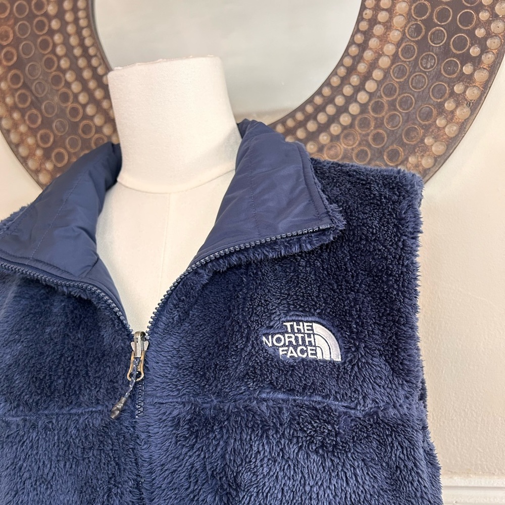 North Face Women’s Mossbud Insulated Fleece Reversible Vest Navy Blue XL - Picture 6 of 7